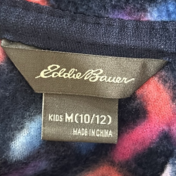 Eddie Bauer Kids Quest Print 1/4 Zip Fleece Pullover Sz M/10-12 w MEASUREMENTS! - Picture 5 of 14